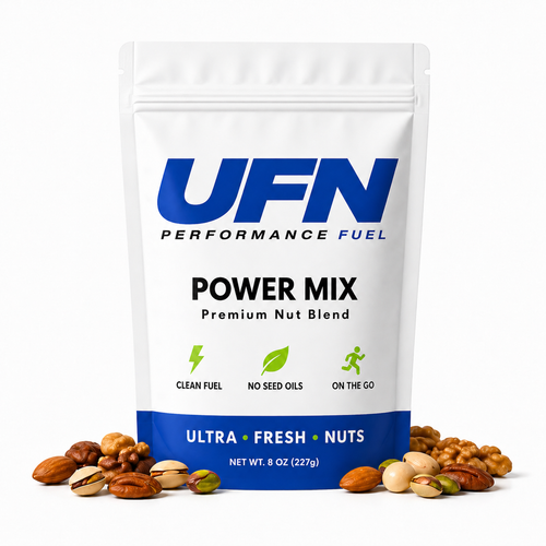 UFN Performance Fuel package with nuts on a white background